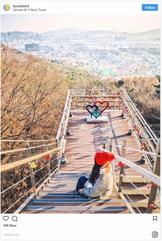 The Most Instagrammable places in korea Namsan Park; tourist spot in seoul south korea