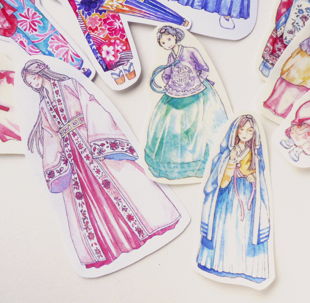 Artist in Korea: Korean hanbok stickers Illustrations