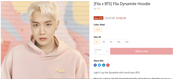 J Hope BTS Ropa fila