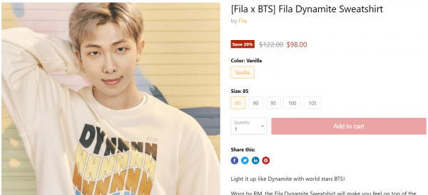 RM BTS Ropa Fila