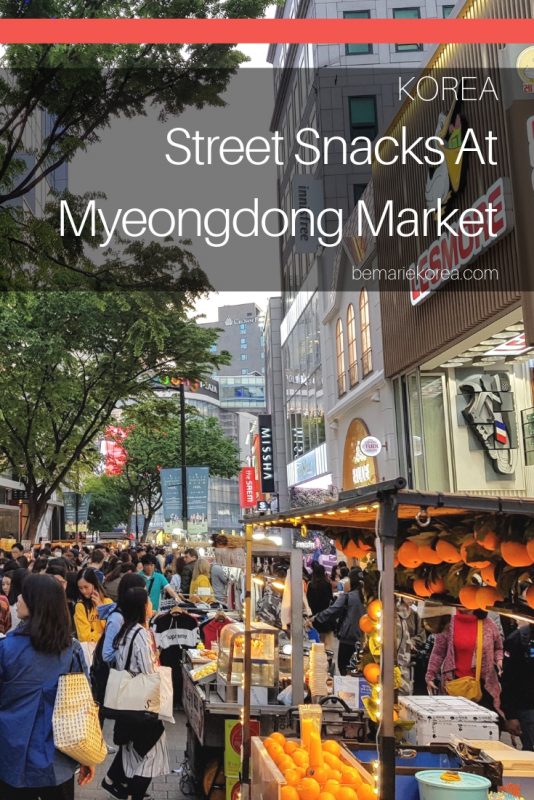 street food snacks at myeongdong night market