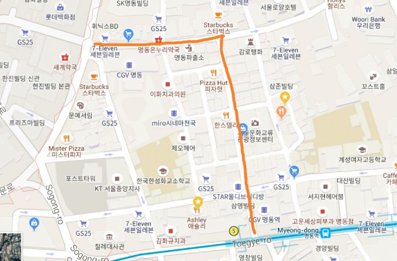 myeongdong street market map